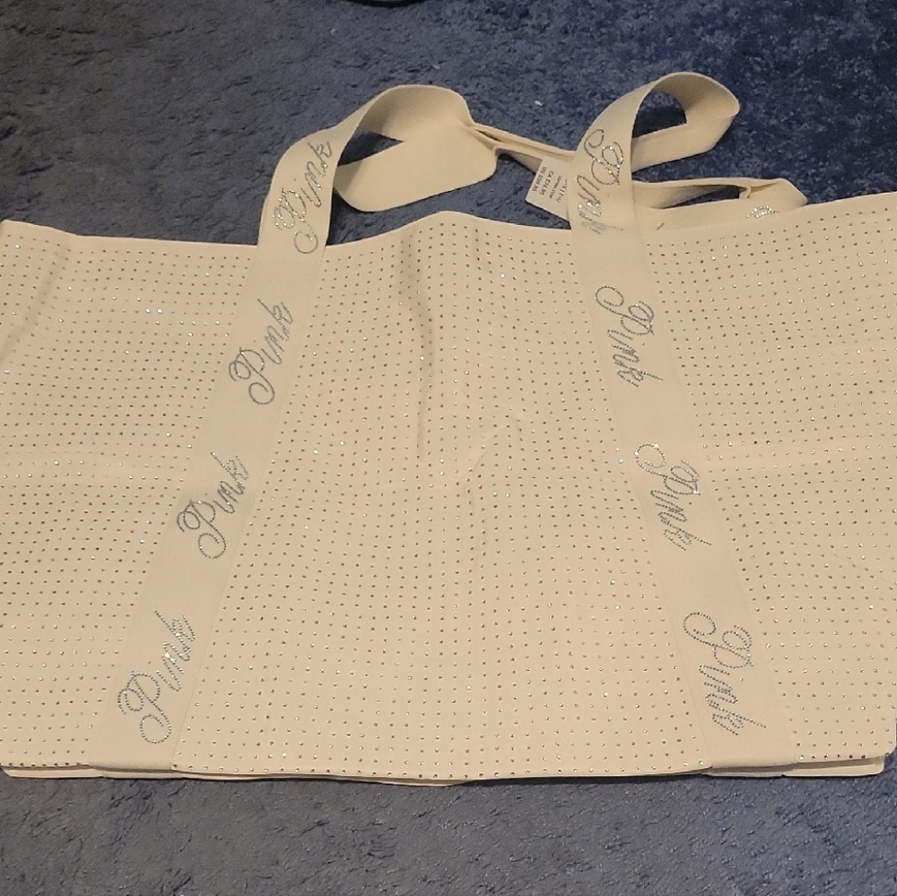 PINK Victoria's Secret White/Cream Tote with Branded Straps